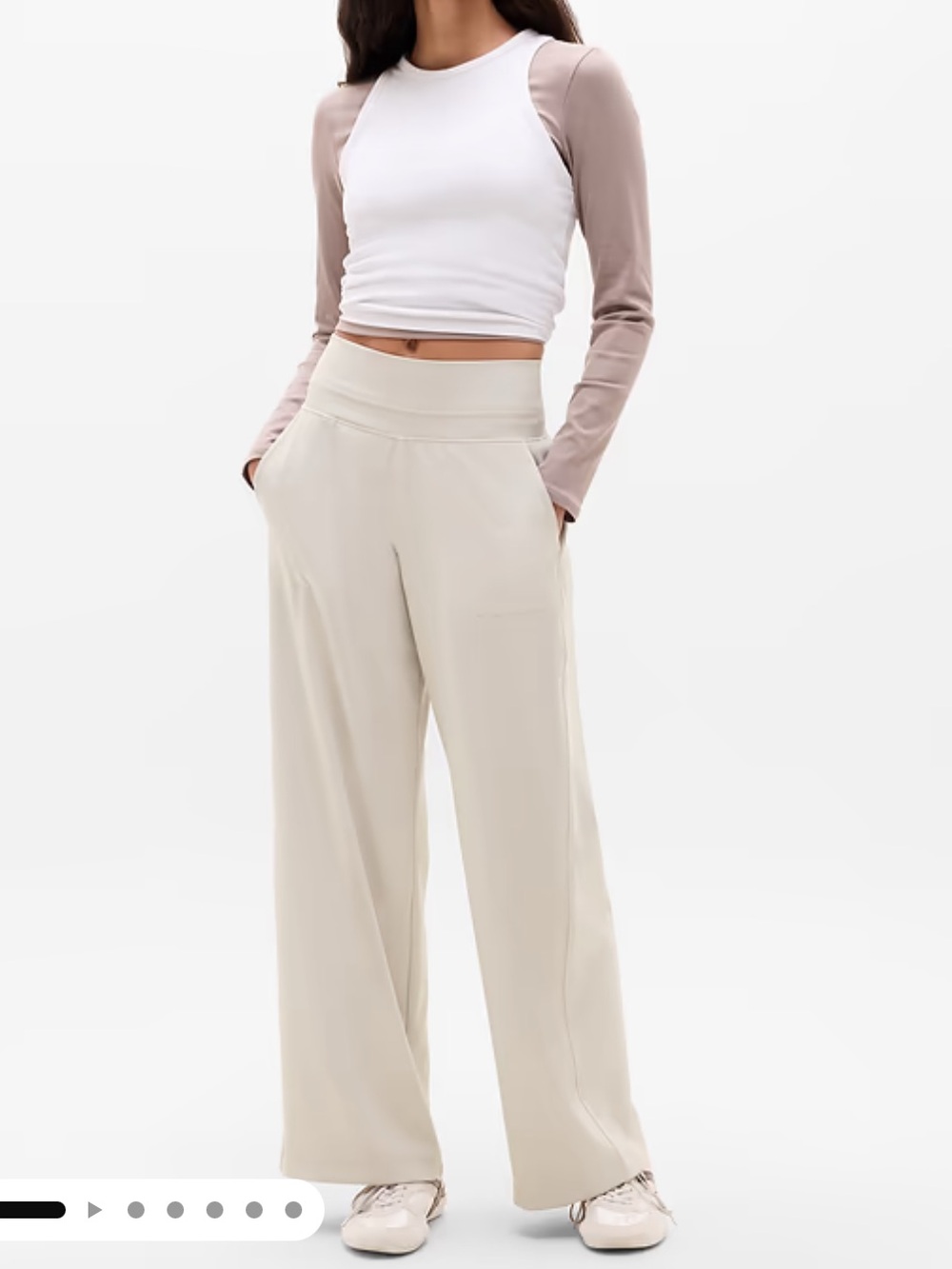 Athleta Venice High Rise Wide Leg Pant in Cream